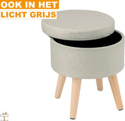Happyment® Luxe poef met opbergruimte - Voetenbank - Opbergbox hocker - Zitkist met deskel - Black friday - Kerstcadeau - Donker grijs