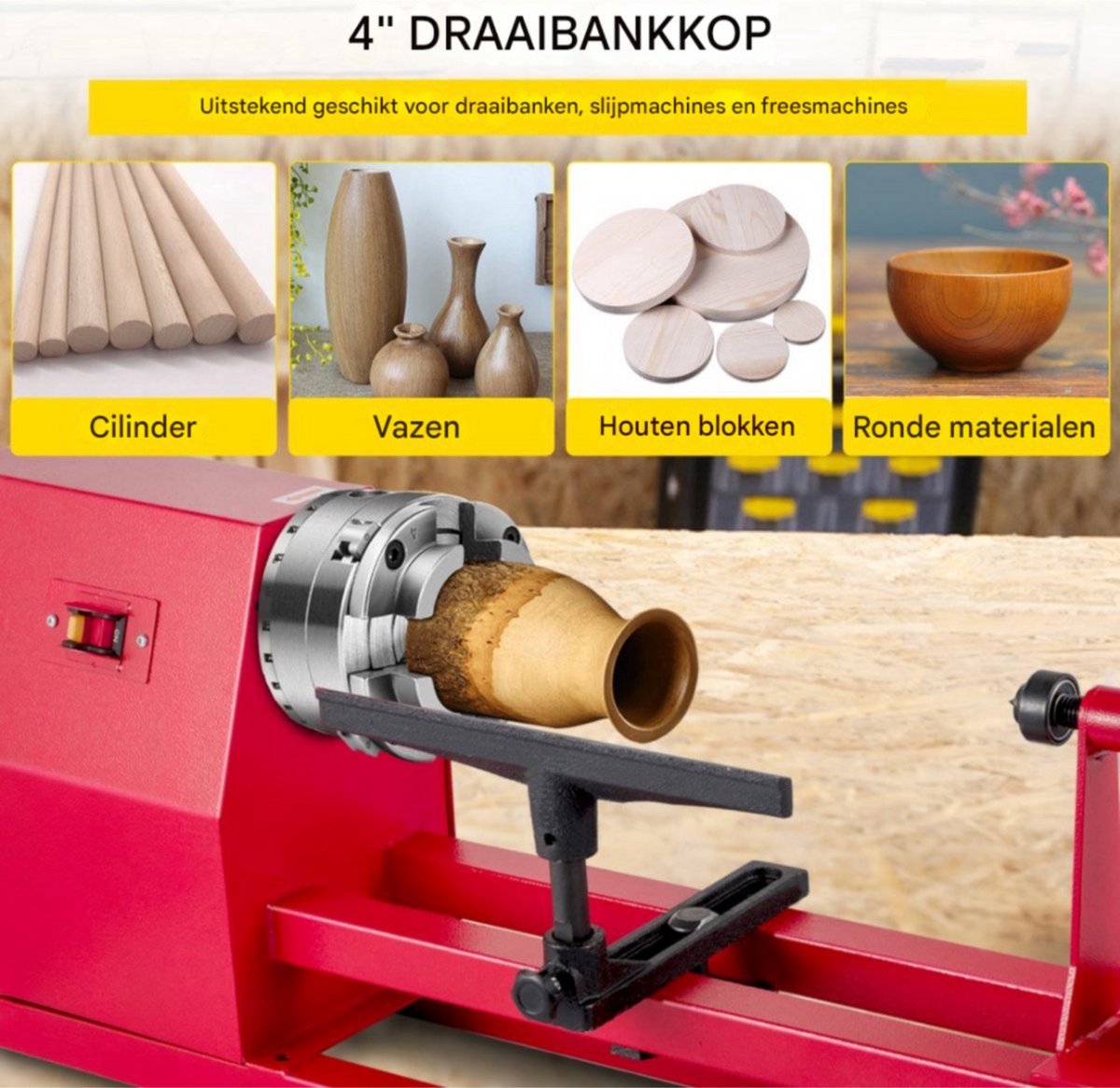 Klauwplaat - 100mm - Slijpen, frezen, draaien - Hout en metaal - 4 kaken - Zelfcentrerend Bankschroef