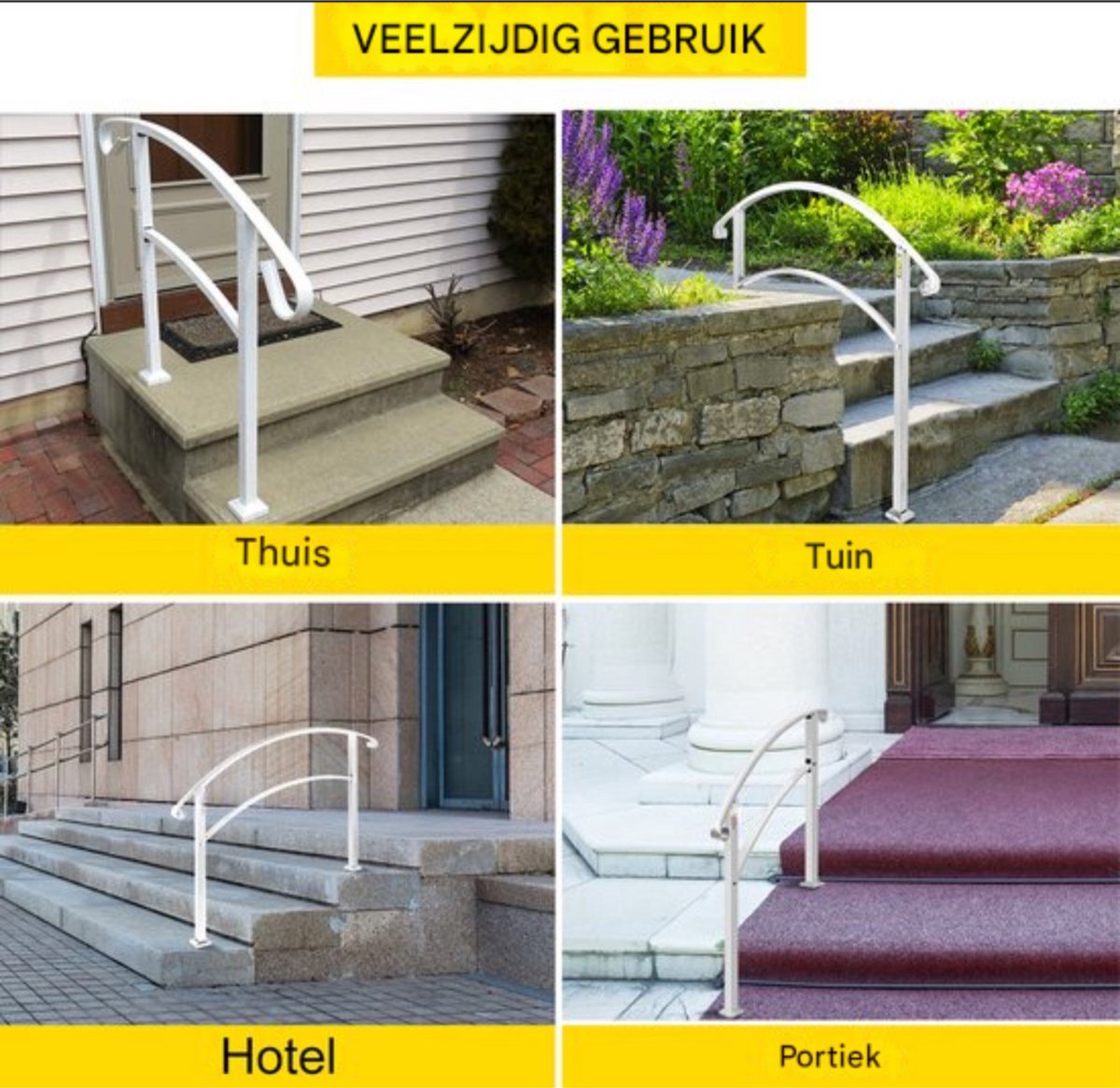 Trapleuning - Trapleuning houders - 2-3 Treden - Smeedijzer - 47,5 cm - Voor Outdoor & Indoor