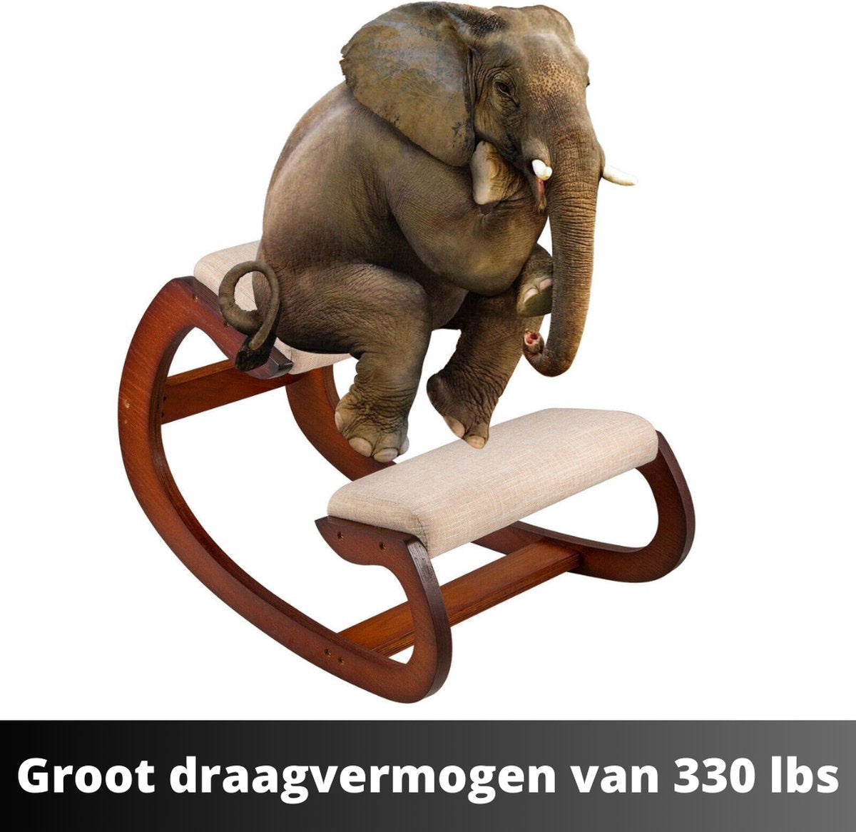 Happyment Ergonomische Kniestoel - Ergochair - Comfortabele Kniestoel Met Dikke Kniekussens - Werkkruk En Bureaustoel - Licht Bruin
