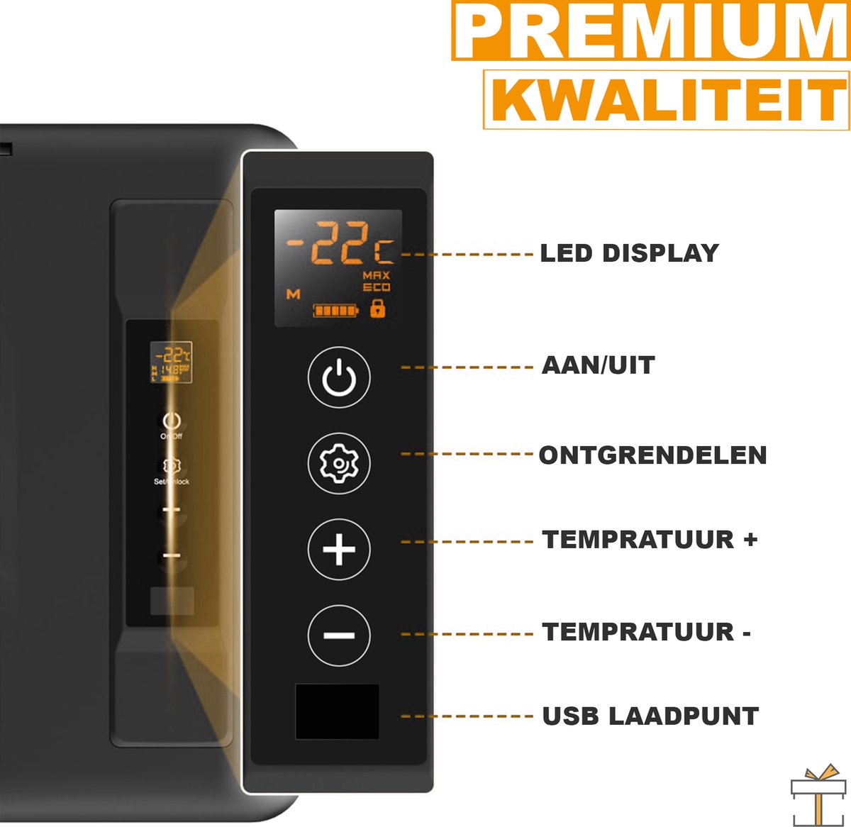 Happyment® Luxe koelbox 22L - Elektrisch - Camping - Auto, vrachtwagen - DC 12V/24V - AC 100V/240V - Koelt en verwarmt