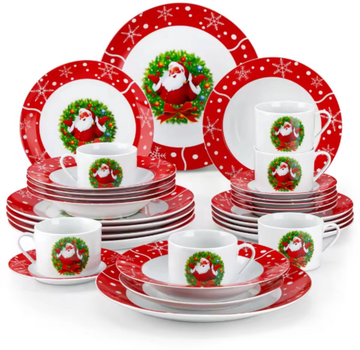 Aristocratic Serviesset – 6 persoons – Kerst 30 delig – Keramisch – Eetborden – Breakfast Plates – Luxe design