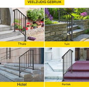 Trapleuning voor 2-3 tredes - Balustrade - Houders - Leuningen voor Trappen - Staal - Met trapleuninghouders - 37cm