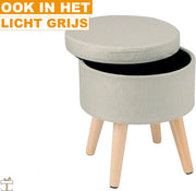 Poef - Lichtgrijs - Met Opbergruimte - Zitkist - Hocker