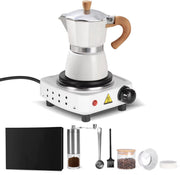 Espresso koffiemaker - Wit - Percolator - Moka pot - Met Koffiemolen - Camping en thuisgebruik