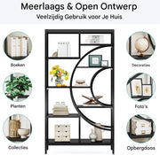 Boekenkast Zero - Bruin - Boekenrek - 5 lagen - Woonkamer, slaapkamer en kinderkamer - Hout - 175cm