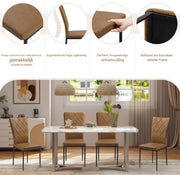 Eetkamerstoelen Delio - Set van 4 - Draaibaar - Fauteuil - Keuken - Voor eettafel - Bruin leer