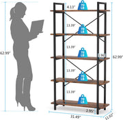 Boekenkast - Boekenplank - Wandplank - Boekenrek - Voor opbergen / woonkamer / kantoor - Industrieel - met open planken - Rustiek Bruin 04