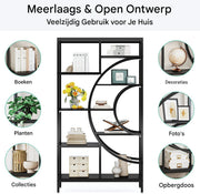 Boekenkast Adonis - Bruin - Boekenrek - 5 lagen - Woonkamer, slaapkamer en kinderkamer - Hout - 95x30x175cm
