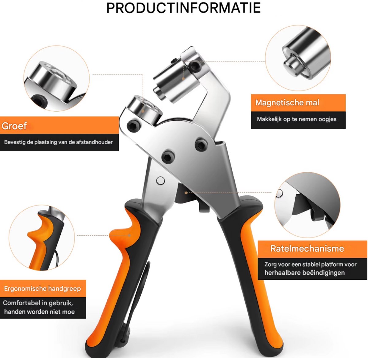 Grommet Tool Kit Tavien - 3/8 Inch Oogje Perstang - 10mm Handheld met 500 Stuks Zilveren Grommets voor Dekzeil en Kleding