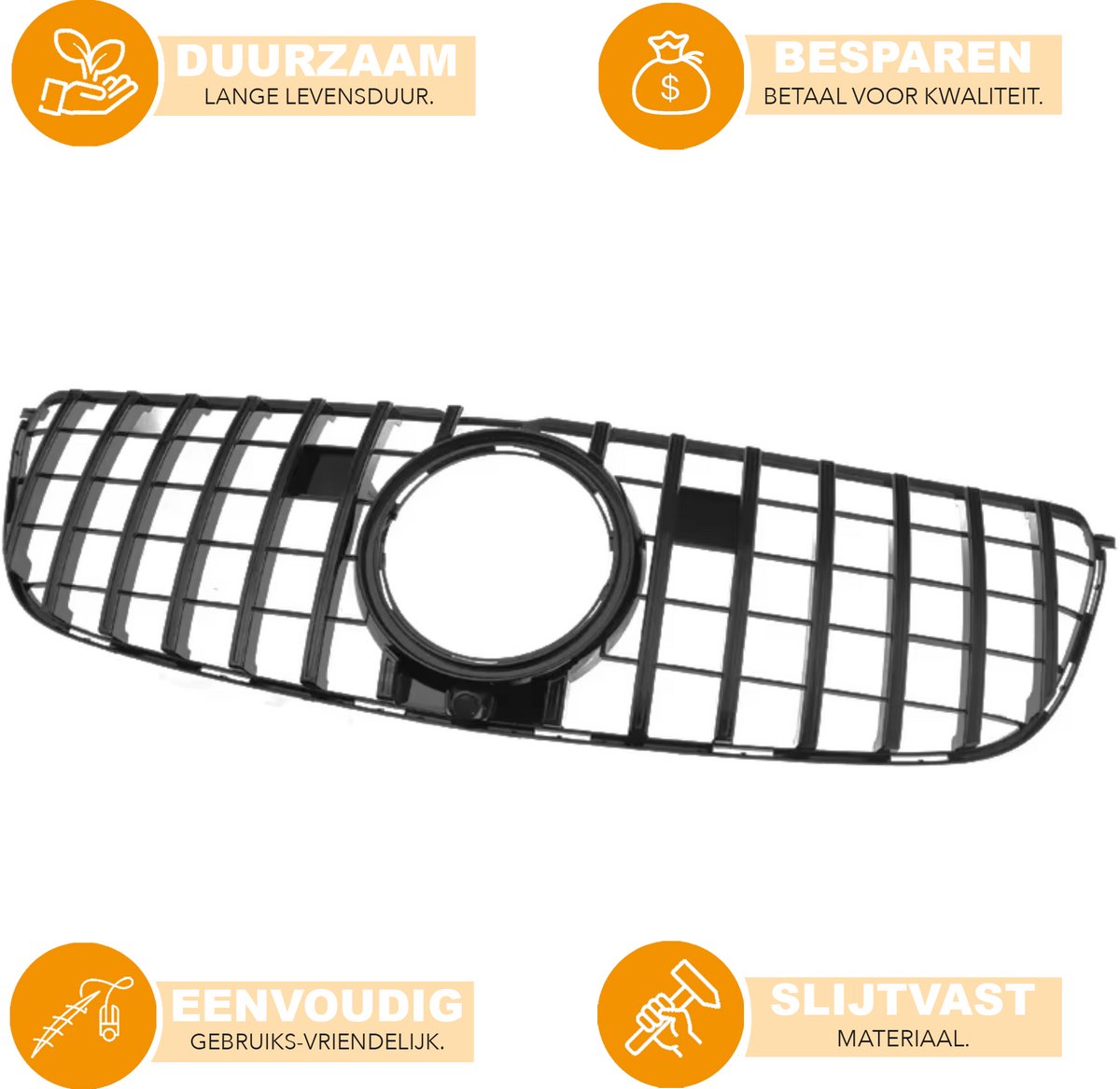 Voorbumper - Voor Mercedes GLS-Klasse X166 2016-2019 - Auto accessoires - GT grille - Voorgrille - Gloss Zwart