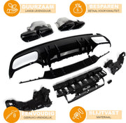 Achterbumper Diffuser Lip met Uitlaat Tips - Voor Mercedes C-Klasse W205 AMG-Lijn (2014-2021) - Auto Accessoires
