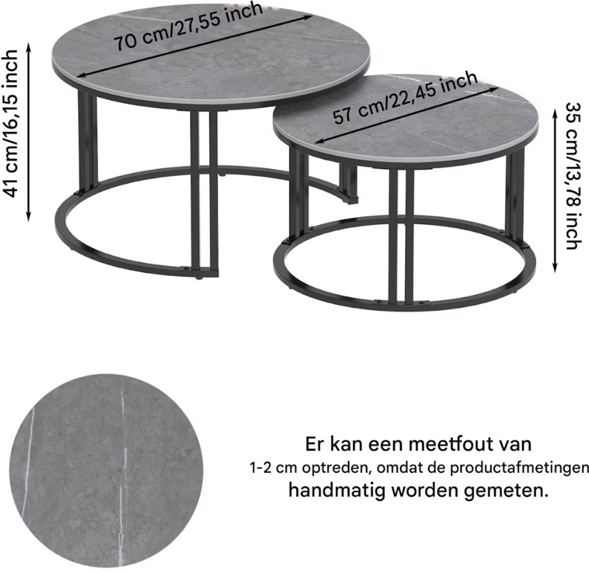 Salontafel Derloni Opulence - Glossy white - 2-Delig - Vierkant - Woonkamer - Bijzettafels