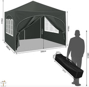 Happyment Luxe Partytent met zijwanden - Blauw - Opvouwbaar - Easy up - Paviljoen - Waterdicht weerbestendig - 3x3 m