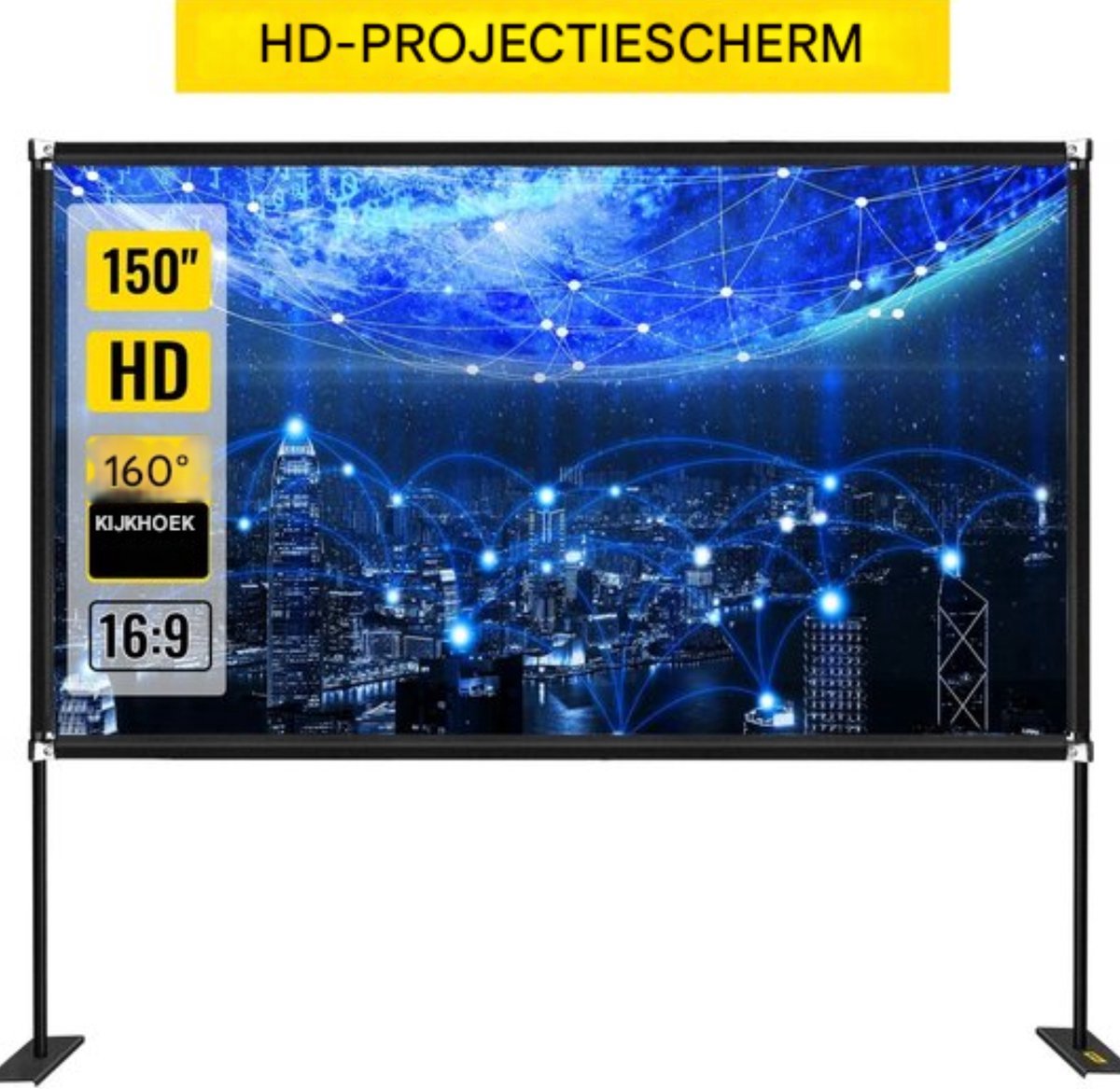 XXL Projectorscherm - 150 Inch - Inclusief standaard - 4K Full HD kwaliteit