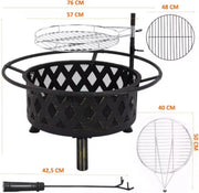 BBQ Vuurkorf Valora met vonkenscherm - 76CM - Voor buiten - Vuurschaal - Tuinhaard - Sfeerhaard