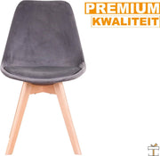 Velvet Eetkamerstoelen - Grijs - Set van 4 - Kuipstoelen - Keuken- en Woonkamerstoelen - Zithoogte 43cm