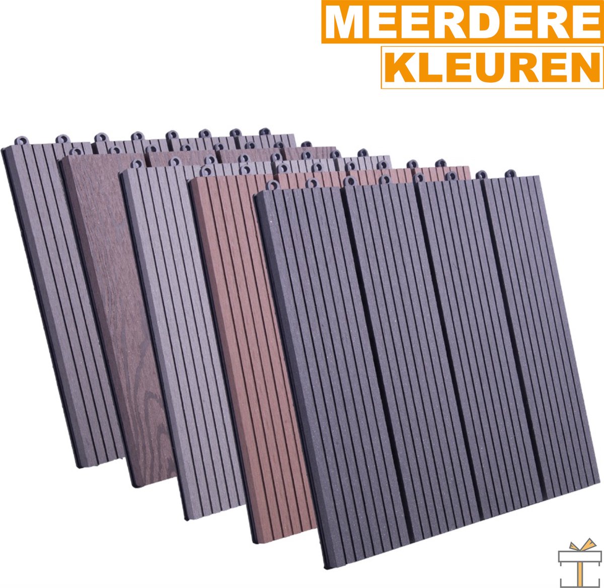Happyment Vlondertegel 11 stuks - Terrastegel bruin - Terrasplanken - Tuintegel - Balkon, buiten vloer - 30x30cm