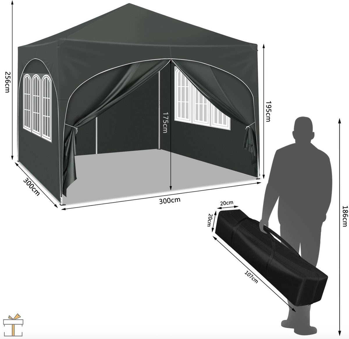 Bolt Edge Partytent - Beige - Easy up - Opvouwbaar - Waterdicht - 3x3m