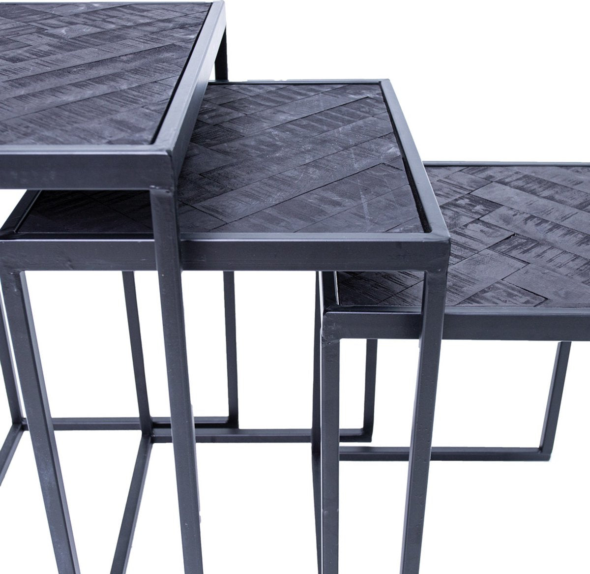 Happyment Bijzettafel deluxe - Set van 3 - Industrieel - Laptoptafel - Ontbijt - Bed - Rond - Zwart