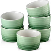 Ornate Kommen – 6 delig – Groen Keramisch – Eetborden – Breakfast Plates - Serviesset