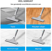 Vloerwisser Deluxe - 2 in 1 - Microvezel & Rubber Combinatie - 154cm Handvat - Voor Efficiënte Vloerreiniging in Huis