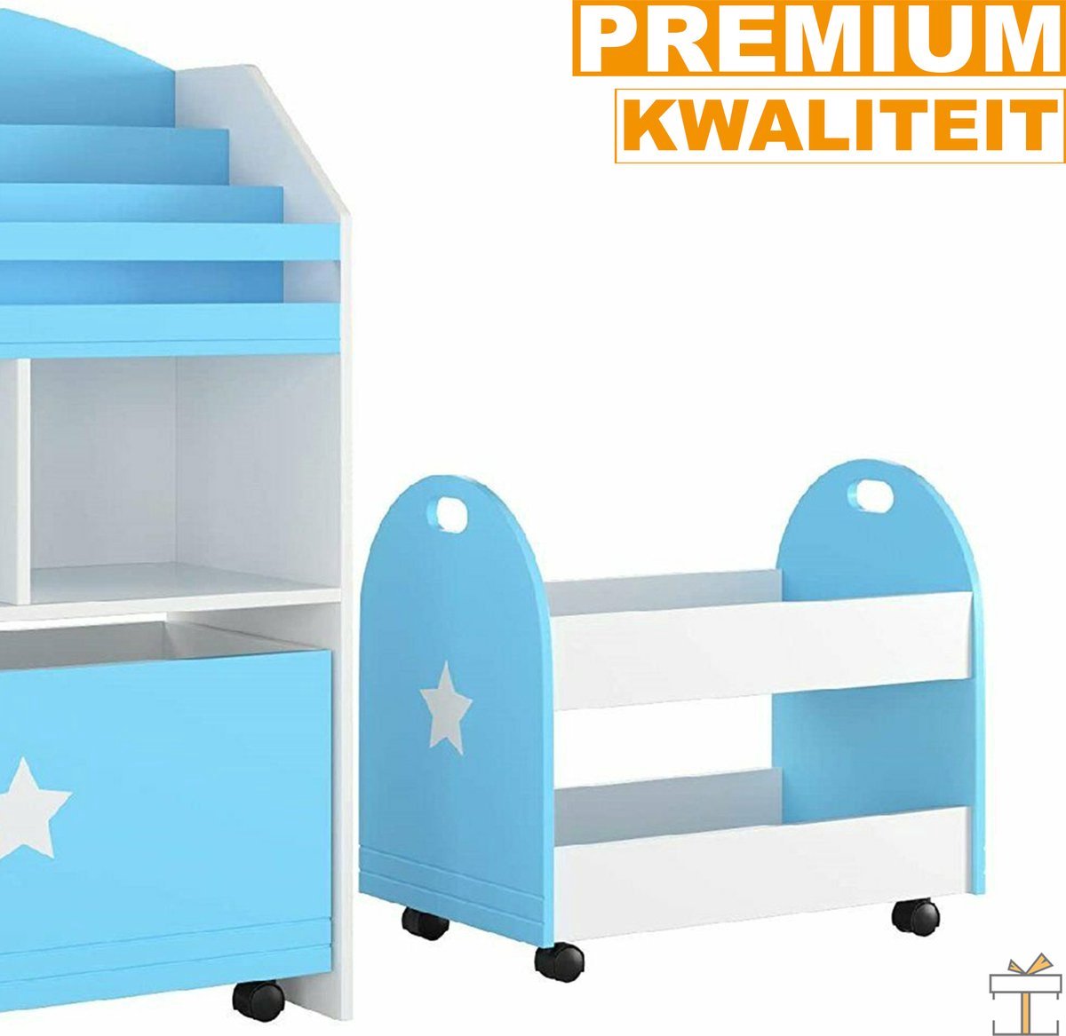 Bolt Edge Speelgoedkasten - Wit - MDF - Voor kinderen - Opbergkast en boekenrek - Set van 2