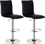Luxe Barkurk Erino - Industrial - Zwart - Barkrukken set van 1 - Barstoel Kruk - Barstoelen met rugleuning - Keukenstoel - In hoogte verstelbaar - Kunstleer