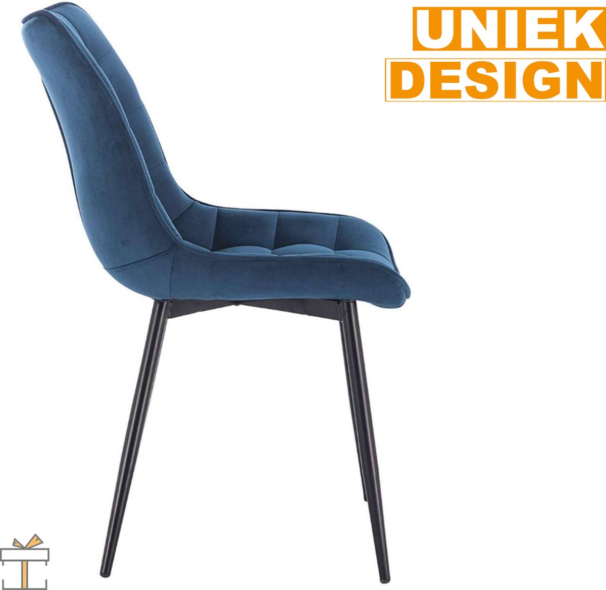Eetkamerstoelen - Velvet Blauw - Kuipstoel stijl - Set van 2, 4 of 6