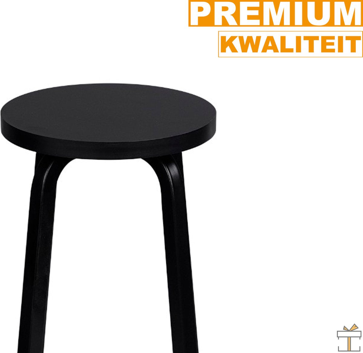 Happyment Barkruk deluxe - Set van 2 - Barkrukken zonder rugleuning - Zwart - 30x30x72cm - Black friday - Kerstcadeau