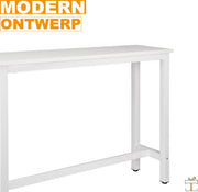 Happyment Bartafel deluxe - Bartafel voor Binnen - Rechthoekig - Metaal - Wit - 140x40x100cm