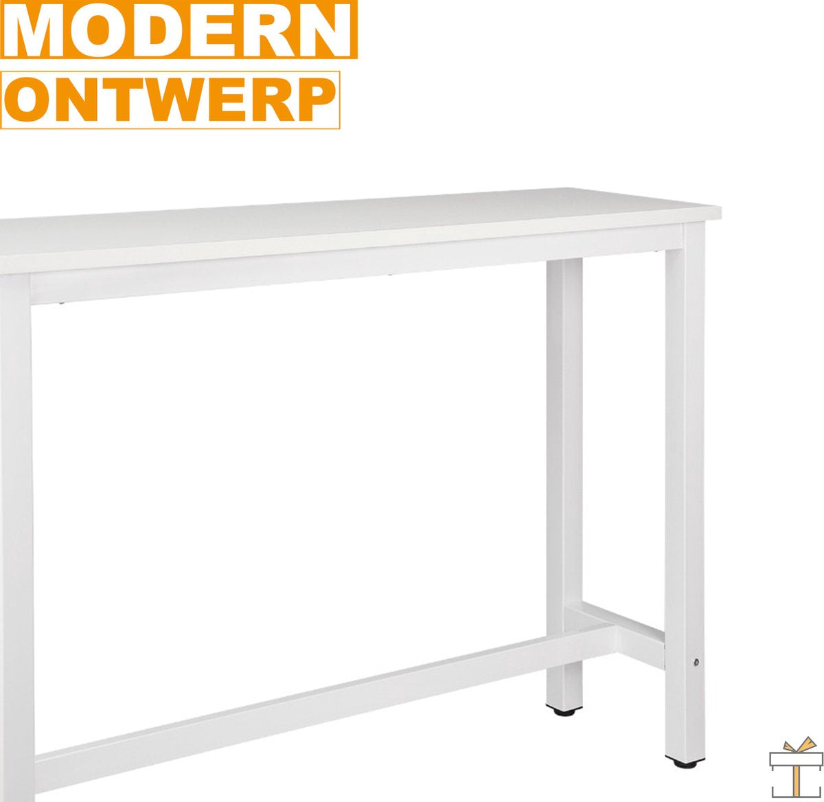 Happyment Bartafel deluxe - Bartafel voor Binnen - Rechthoekig - Metaal - Wit - 140x40x100cm