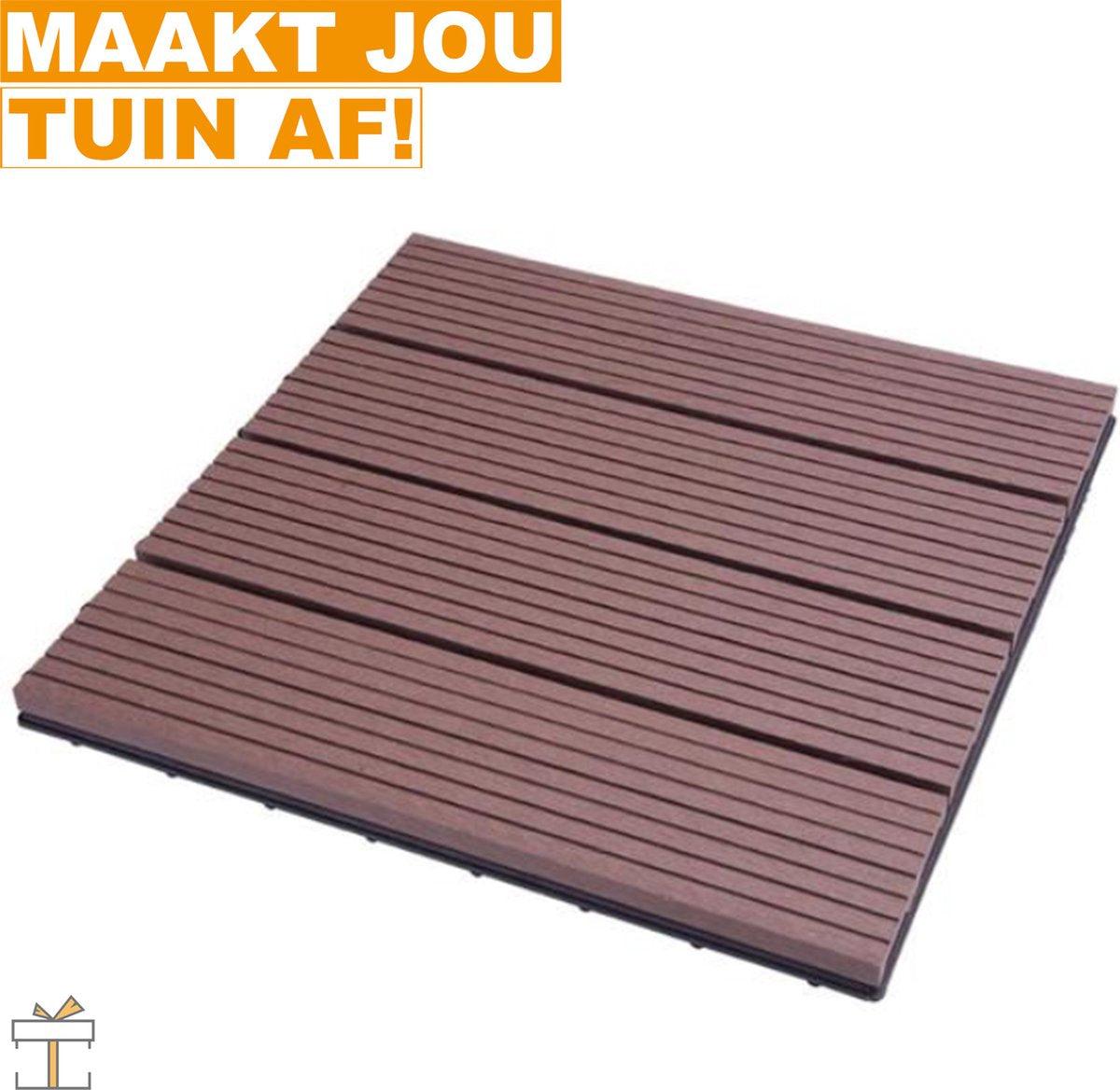 Happyment Vlondertegel 11 stuks - Terrastegel bruin - Terrasplanken - Tuintegel - Balkon, buiten vloer - 30x30cm