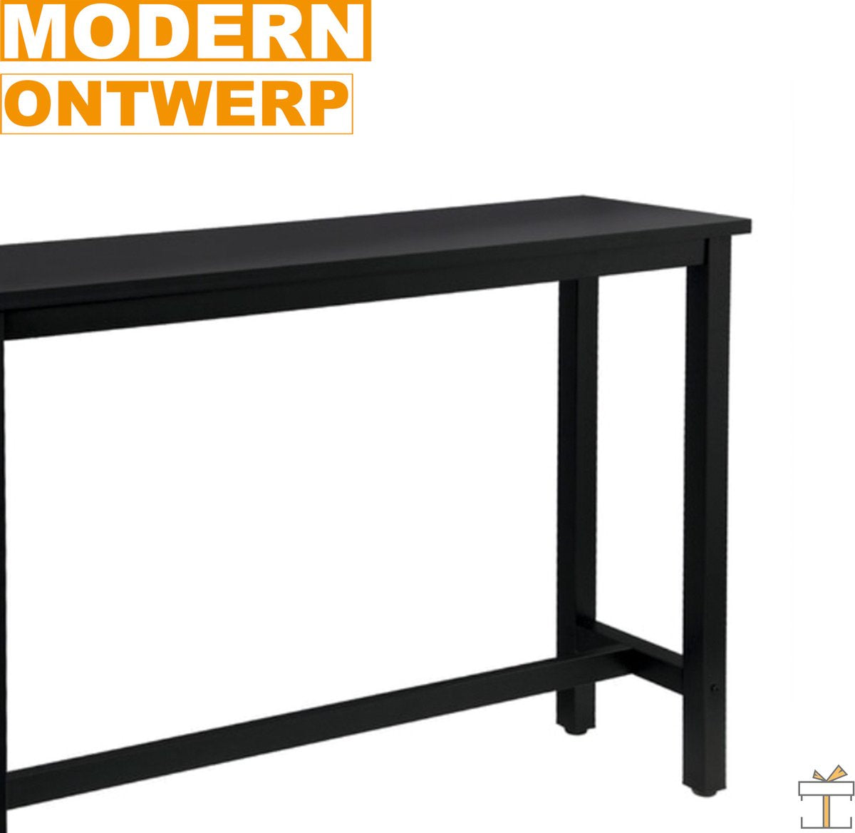 Happyment Bartafel deluxe - Rechthoekig - Bartafel voor Binnen - Metaal - Zwart - 140x40x100cm