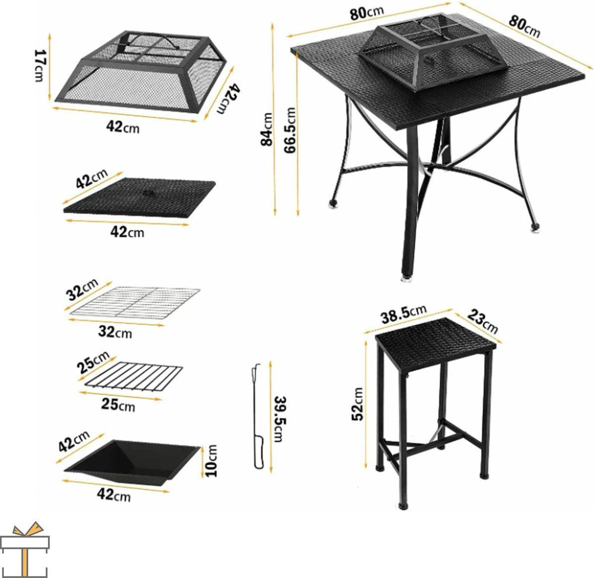 Happyment BBQ tafel - 2in1 - Tuintafel en barbecue - Vuurkorf of ijsbak - Buitentafel