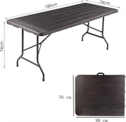 180 cm Opvouwbare Tafel - Draagbare en Robuuste Kunststof Eettafel - Half Opklapbaar voor Binnen en Buiten - Ideaal voor Kamperen, Picknick en Feesten