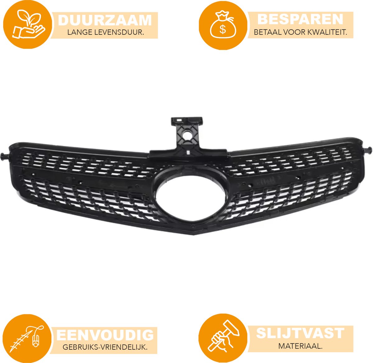 Voorbumper AMG Diamanten Grille - Voor Mercedes W204 C-Klasse Sedan/Estate/Coupé (2007-2013)- Zwarte Radiator Grille - Auto Accessoires