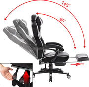Gaming stoel Preformace - Verstelbaar in hoogte - Met voetsteun - Gamestoel - Chair - Ergonomische bureaustoel - Chair - Wit - Kunstleer