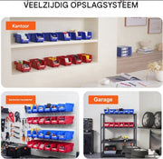 Opbergdozen - Opbergbox - Storage box - Bewaardoos - Opberger - Set van 12 - Stapelbaar - Blauw/Rood - Voor Werkplaats of Speelkamer