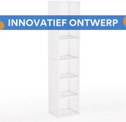 6-laags Hoge smalle Hoek Boekenkast - Boekenplank - Wandplank - Boekenrek - Voor Thuiskantoor en Kleine Ruimtes - Wit