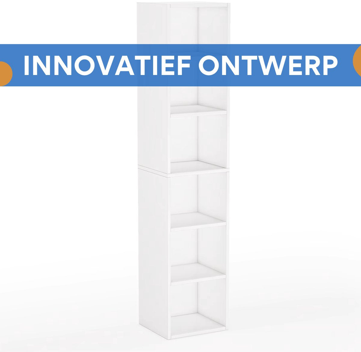 6-laags Hoge smalle Hoek Boekenkast - Boekenplank - Wandplank - Boekenrek - Voor Thuiskantoor en Kleine Ruimtes - Wit