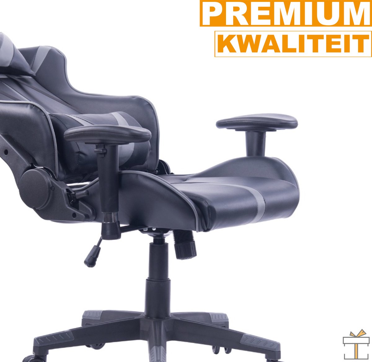 Happyment Luxe Gamestoel - Gaming stoel verstelbaar in hoogte - Chair - Ergonomische bureaustoel - Zwart/grijs