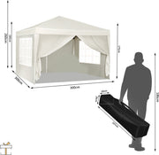 Happyment Partytent met zijwanden - Paviljoen - Easy up - Opvouwbaar - Waterdicht weerbestendig - Creme - 3x3 m