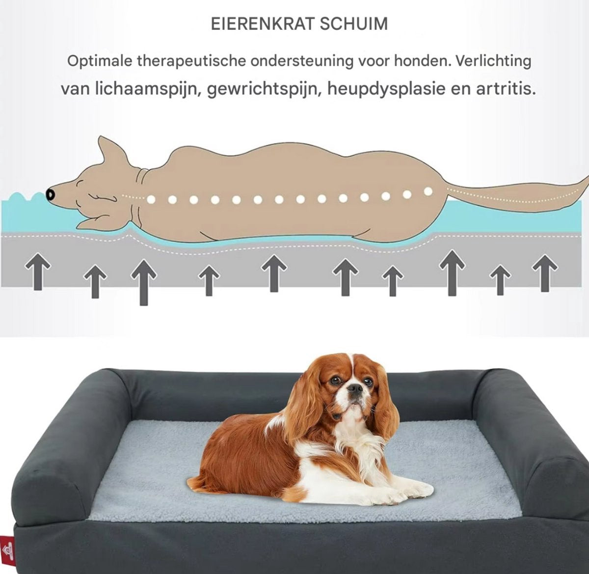 Hondenbench Tavien - 91cm - Hondenbed - Hondensofa - Hondenzetel - Wasbaar - Ook voor katten - Lichtgrijs