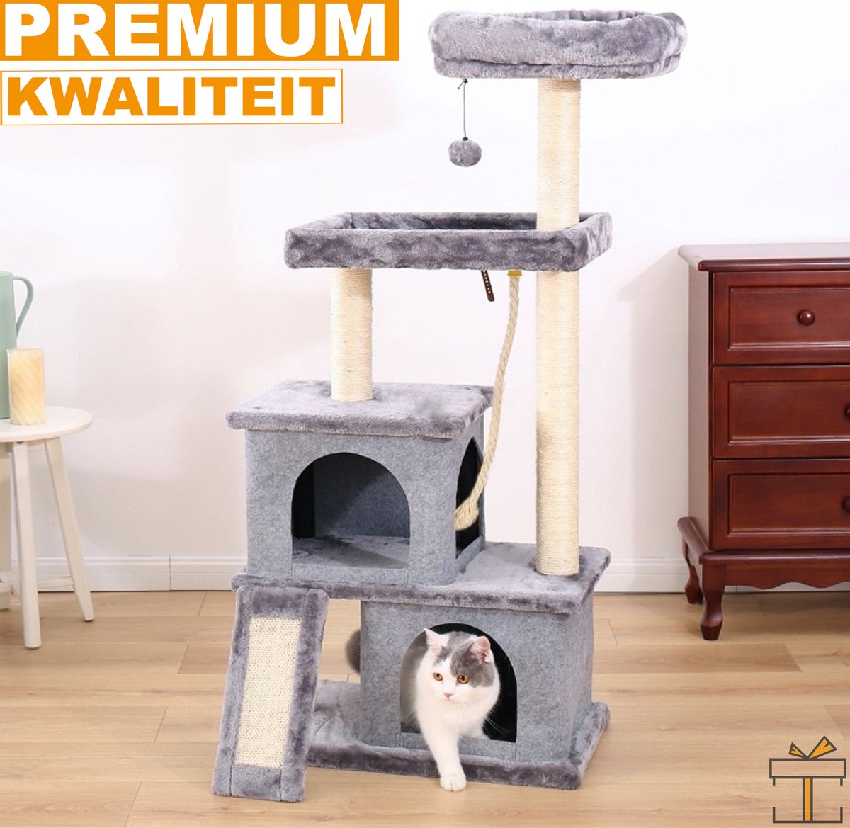 Happyment® Luxe Krabpaal voor Katten - Zachte Kattenmand hangmat - Grijs - Kattenspeelgoed - Geschikt voor kleine kittens - Black friday