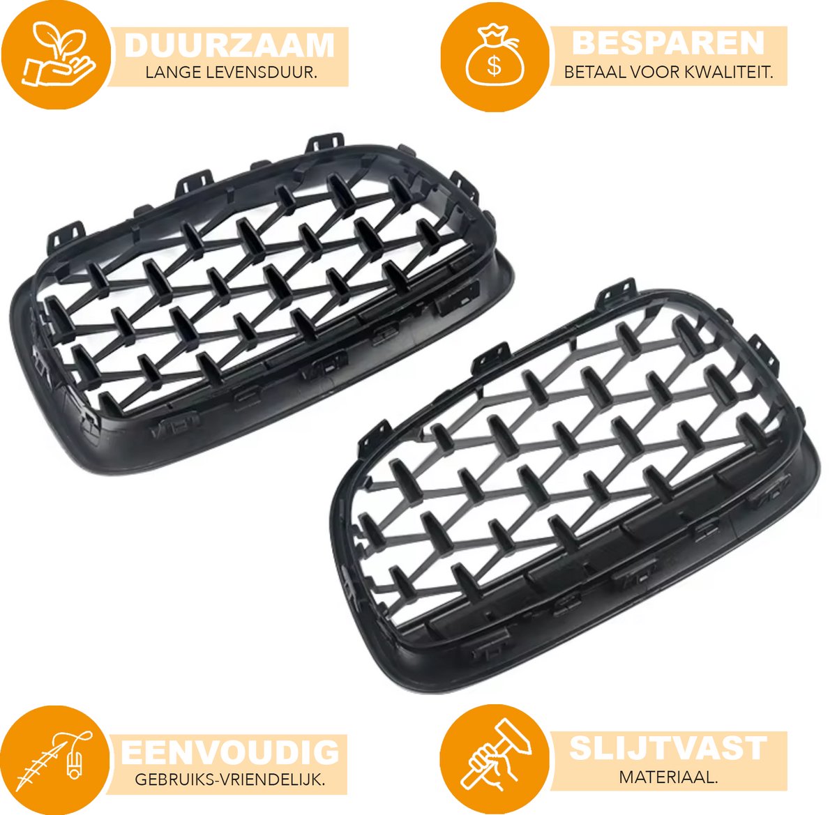 Voorbumper - Voor BMW 1 Serie F20/F21 2011-2014 - Auto accessoires - Voorgrille - Diamant stijl - Gloss Zwart