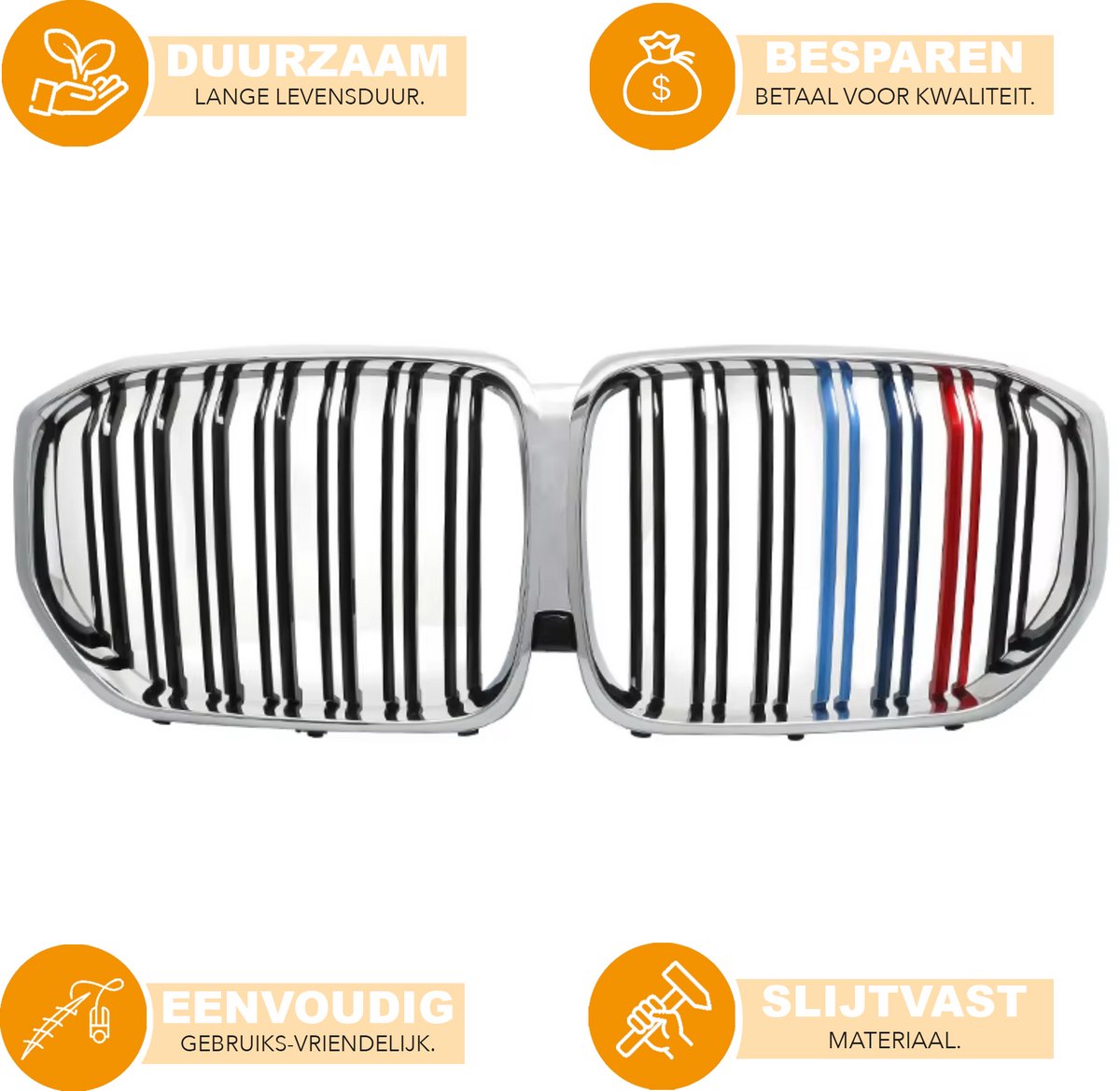 Voorbumper - Voor BMW X5 G05 2019 - Auto accessoires - Dubbele niergrille - Chroom + M-kleur - M Look stijl