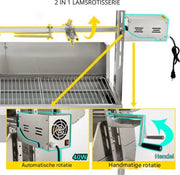Rotisserie draaispit - BBQ 2 in 1 - RVS Rotisserie 60 kg - In Hoogte Verstelbaar - Oven - Motor - Elektrische Grill met Deksel & Accessoires