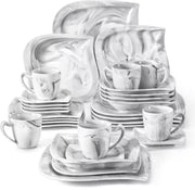 Aristocratic Serviesset – 6 persoons – 30 delig – Marmer look Keramisch – Eetborden – Breakfast Plates – Uniek servies