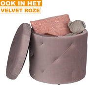 Happyment® Luxe velvet poef - Voetenbank met opbergruimte - Opbergbox hocker - Zitkist met deskel - Black friday - Kerstcadeau - Grijs